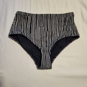 Athleta XXS Swim Bikini Bottoms High Waisted Black & White Stripes